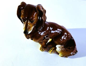 Karl Ens, Volkstedt - Beeld, Long-haired Sitting Dachshund -