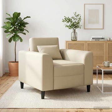 vidaXL Fauteuil Crèmekleurig Kunstleer, Verzenden, Nieuw