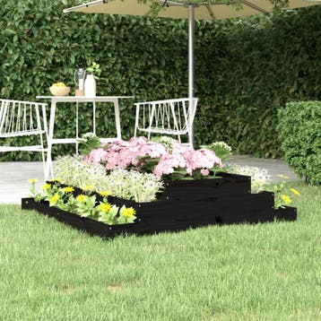 vidaXL Plantenbak 110x110x27 cm massief grenenhout zwart, Verzenden