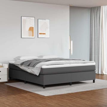 vidaXL Boxspring bed kunstleer grijs 160x200 cm, Verzenden, Nieuw