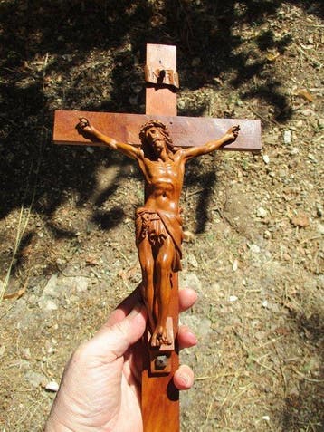 Crucifix - Gesneden hout - 1850-1900 - 40,5 cm