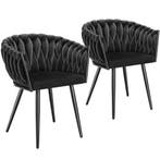 tectake Set eetkamerstoelen Astano fluweel, knoopdesign - zw, Verzenden