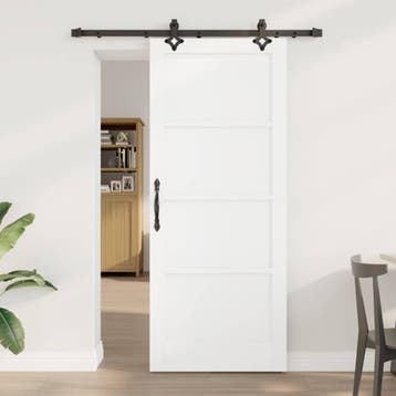 vidaXL Schuifdeur ORKDAL 83 x 202 cm Massief grenenhout Wit, Doe-het-zelf en Bouw, Deuren en Vliegenramen, Verzenden, Nieuw