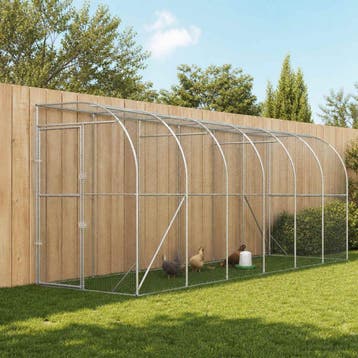 vidaXL Kippenhok Tegen de Muur zilver 600 x 150 x 215 cm, Verzenden, Nieuw