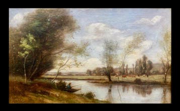 XIX- Barbizon School(Indistinctly signed and warrants, Antiquités & Art
