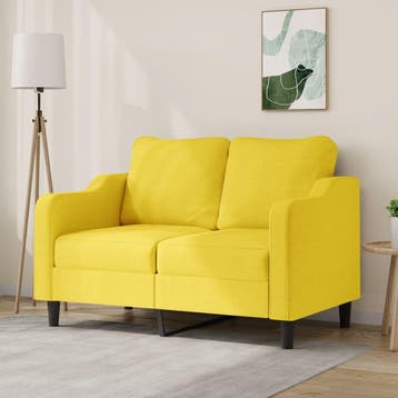 vidaXL Tweezitsbank / zetel 120 cm stof lichtgeel, Verzenden