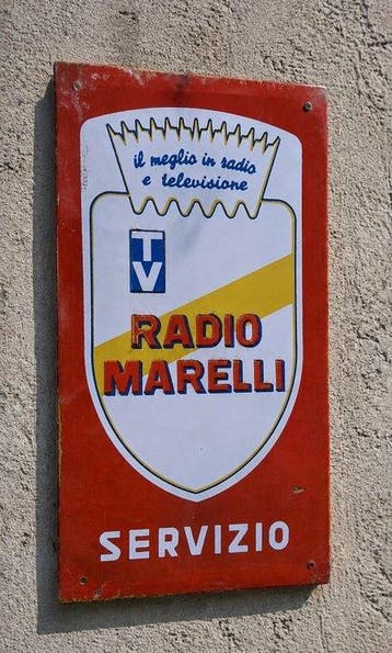 Radio Marelli - Emaille bord - metaalplaat