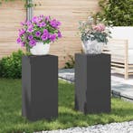 vidaXL Plantenstand 2 pcs Zwart 24 x 24 x 55 cm Staal, Verzenden, Nieuw