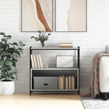 vidaXL Boekenrek 80x30x78,5 cm bewerkt hout en ijzer grijs, Huis en Inrichting, Verzenden, Nieuw