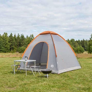vidaXL Kamperen tent 2-persoons Grijs en Oranje, Verzenden, Nieuw