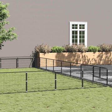 vidaXL Hondenkennel 80 m² staal zwart, Verzenden