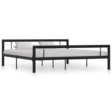 vidaXL Bedframe metaal zwart en wit 180x200 cm, Verzenden, Nieuw