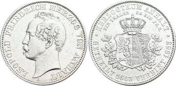 Vereinstaler, daalder 1863 A Anhalt-dessau Leopold Friedr..., Verzenden, België