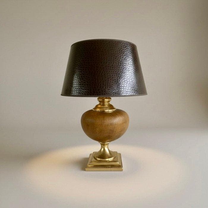 Maison Le Dauphin (France) - Lamp - Leren model - Messing,, Antiek en Kunst, Curiosa en Brocante