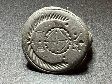 Médiéval, époque des Croisés Bronze Cachet-bague affichant