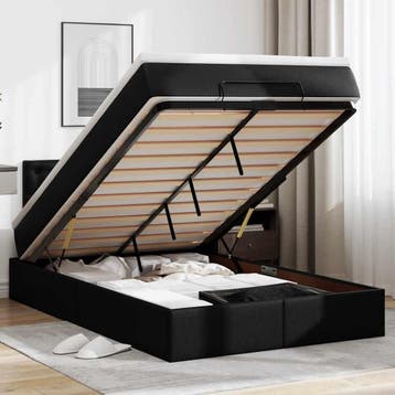 vidaXL Bed poef met matrassen en LEDs 120x190cm kunstleer, Verzenden