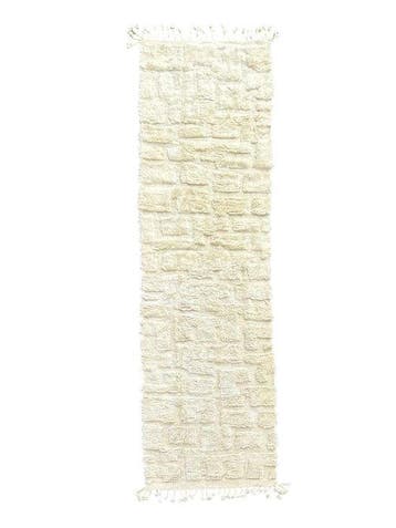 Marokkaanse Witte Loper – Berberwol Tapijt - Vloerkleed -
