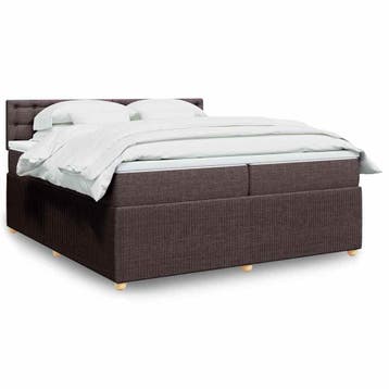 vidaXL Boxspring met matras stof donkerbruin 200x200 cm, Verzenden, Nieuw