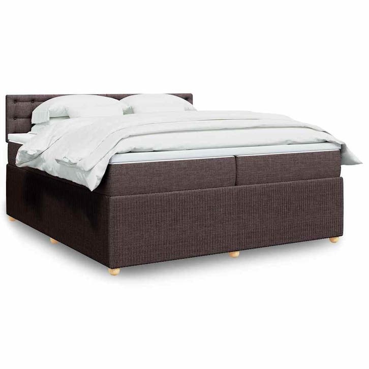 vidaXL Boxspring met matras stof donkerbruin 200x200 cm, Huis en Inrichting, Slaapkamer | Bedden, Nieuw, Verzenden