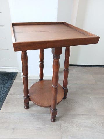 Bijzettafel - Beuken, Eik - Vintage plantentafel, Antiek en Kunst