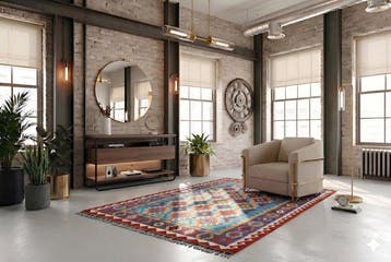Kleurrijke kilim - ongebruikt - Vloerkleed - 185 cm - 130 cm, Huis en Inrichting, Stoffering | Tapijten en Vloerkleden, Nieuw