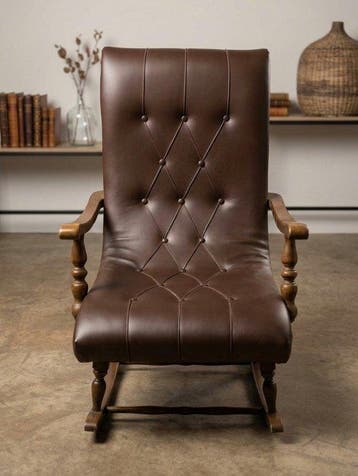 Chaise à bascule - Bois, Cuir synthétique