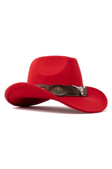 KIMU® Cowboyhoed Rood Wolvilt Stier Rode Cowboy Western Hoed, Ophalen of Verzenden, Nieuw