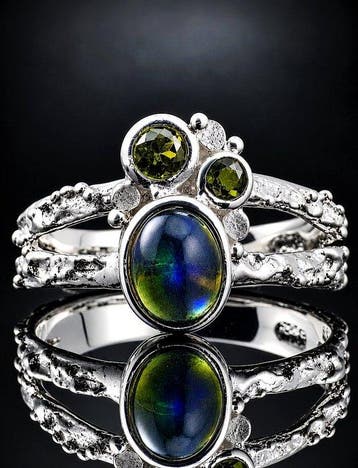 Bague en opale noire - argent sterling 925 - design