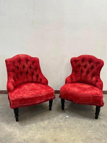 Fauteuil (2) - Velours, Bois