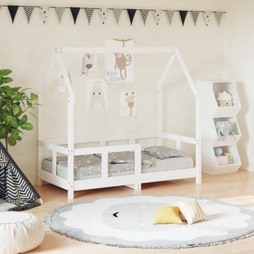 vidaXL Kinderbedframe 70x140 cm massief grenenhout wit, Verzenden, Nieuw