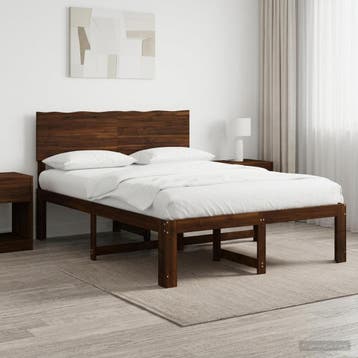 vidaXL Tweepersoonsbed met hoofdbord ROSTOCK Donkerbruin 120, Verzenden, Nieuw