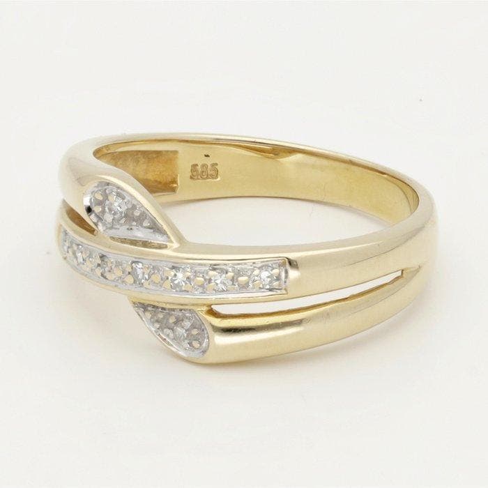 Bague - 14 carats Or jaune Diamant (Naturelle), Bijoux, Sacs & Beauté, Bagues
