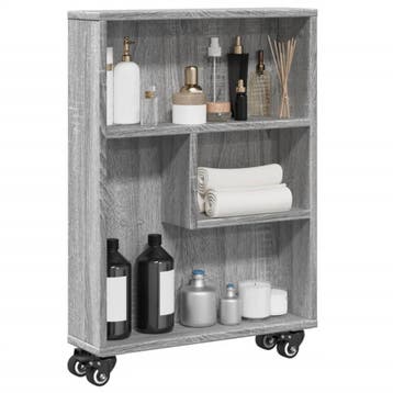 vidaXL Opbergtrolley smal 48x13x68 cm bewerkt hout grijs, Verzenden, Nieuw
