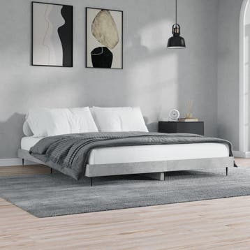vidaXL Bedframe bewerkt hout betongrijs 160x200 cm, Verzenden
