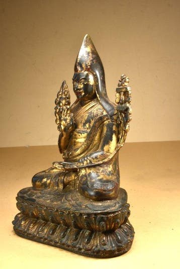 Gilt Bronze Statue of Tsongkhapa, Tibet - Verguld brons -
