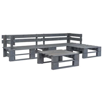 vidaXL 4-delige Loungeset pallet hout grijs, Verzenden, Nieuw, Loungeset