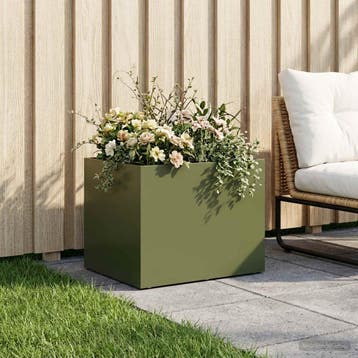 vidaXL Plantenbak Olijfgroen 40 x 30 x 30 cm Koudgewalst, Tuin en Terras, Bloempotten, Verzenden, Nieuw