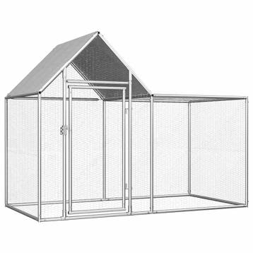 vidaXL Kippenren 2x1x1,5 m gegalvaniseerd staal, Verzenden