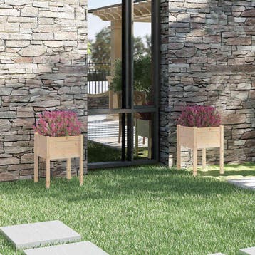 vidaXL Plantenbakken 2 st 50x50x70 cm massief grenenhout, Verzenden