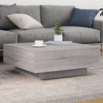 vidaXL Salontafel met LED-verlichting 80x80x31 cm grijs, Verzenden