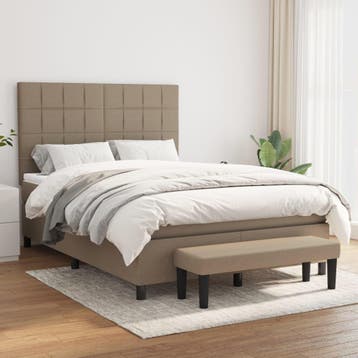 vidaXL Boxspring met matras stof taupe 140x200 cm, Verzenden, Nieuw