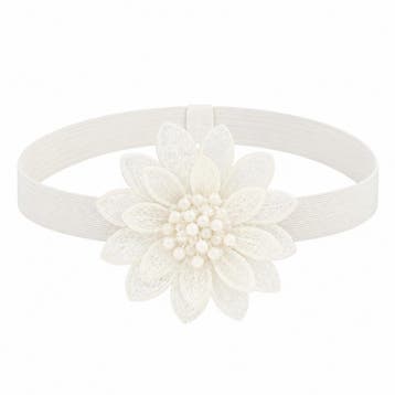 Haarband met Gehaakte Bloem - Wit, Handtassen en Accessoires, Nieuw