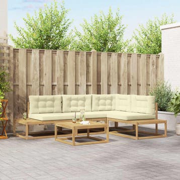 vidaXL Buiten bank set 5 st Wit Polyester, Verzenden, Nieuw
