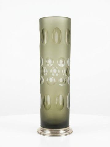 Vaas - .800 zilver - Gesatineerd glas