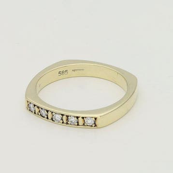 Bague - 14 carats Or jaune - 0.10ct. tw. Diamant (Naturelle)