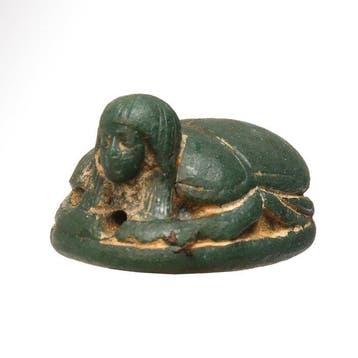 Oude Egypte, Nieuwe rijk Steen Zeldzame Scarab met menselijk
