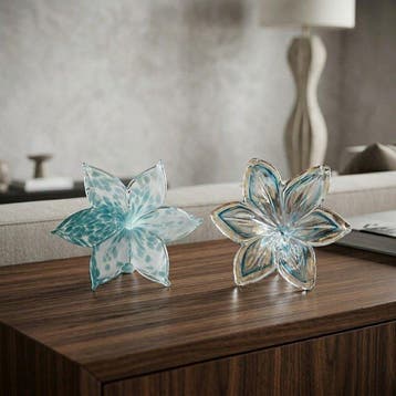 Tafelmiddenstuk (2) - Glas - Bloemen in Kunstglas