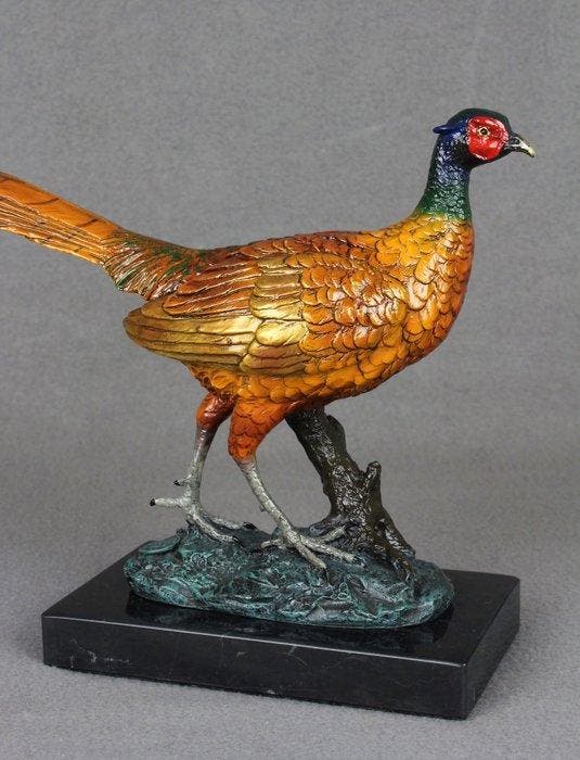 sculptuur, Pheasant - 2,2 kg - 19 cm - Koud geverfd brons, Antiek en Kunst, Curiosa en Brocante