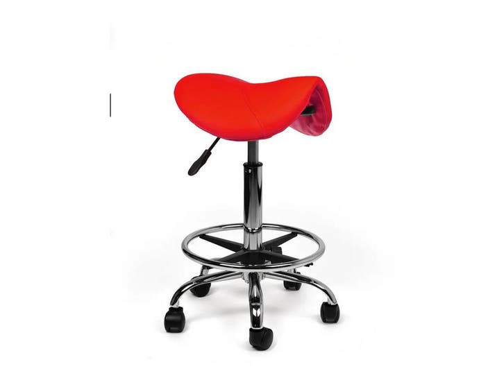 Zadelkruk Rood - Standaard Zithoogte met Voetsteun, Huis en Inrichting, Krukjes, Nieuw, In hoogte verstelbaar