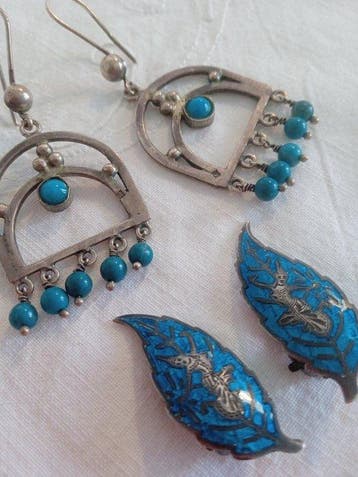 Turquoise - Zilver - 2-delige sieradenset